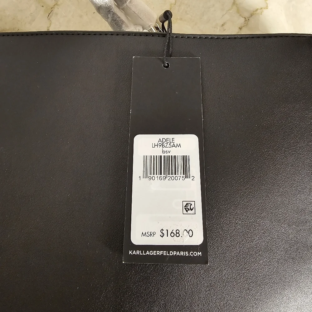 Karl Lagerfeld Paris Adele Black Zipperred Double Handled Tote Bag - Picture 3 of 9